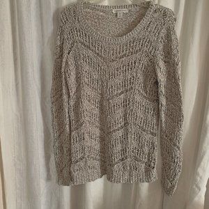 Coldwater Creek Sweater Open Weave Beige Medium